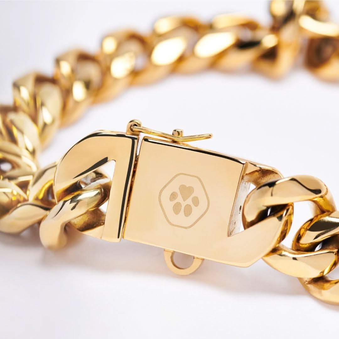 Cuban Link Chain Dog Collar - Gold