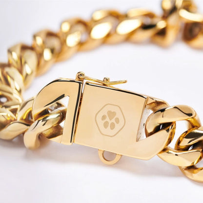 Cuban Link Chain Dog Collar - Gold